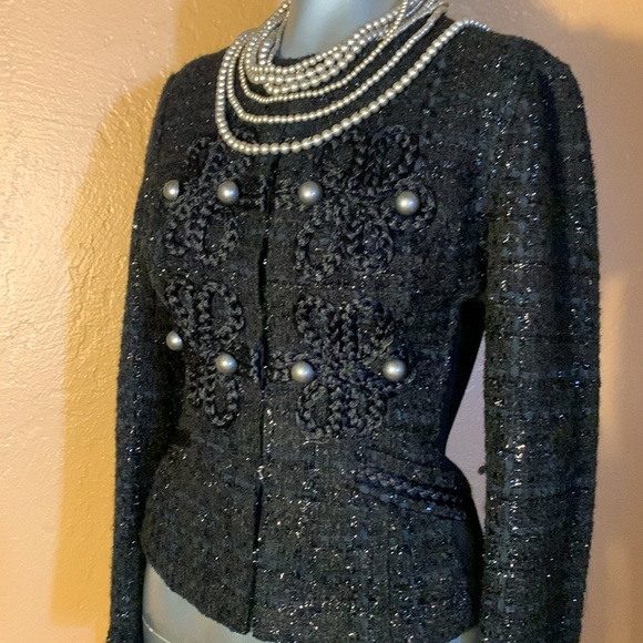 NWT Express Black Tweed Status Majorette Jacket.  Sz XS - Picture 1 of 7